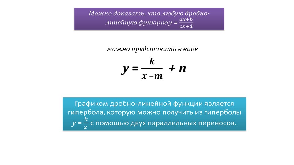 Презентация «Дробно-линейная функция и ее график»