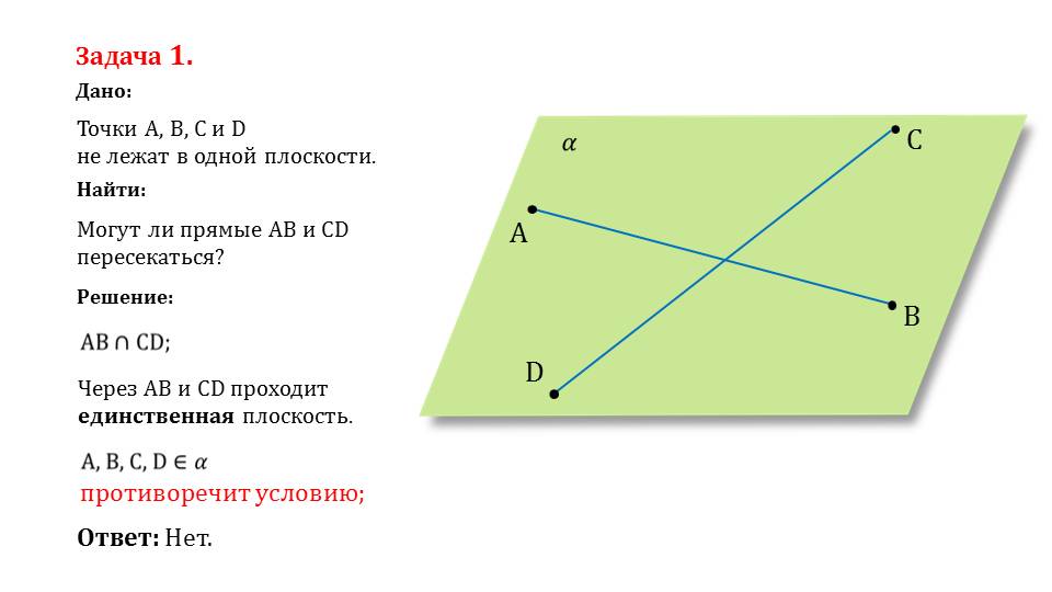 Какой пункт не лежит. Точки a b c d лежат в одной плоскости. Прямые ab и CD. Точки не лежат в одной плоскости. Пересекаются ли прямые.