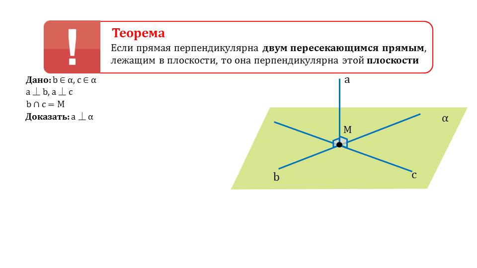 Прямая ак перпендикулярна. Признак перпендикулярности прямой и плоскости доказательство. Теорема признак перпендикулярности прямой и плоскости. Если прямая перпендикулярна к двум пересекающимся прямым. Доказательство теоремы перпендикулярности прямой и плоскости.