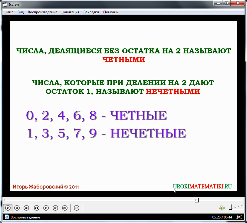 Урок "Признаки делимости на 10, на 5 и на 2"