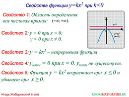 Презентация "Свойства функции y=kx^2 при k меньше 0" слайд 2
